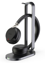 Yealink BH72 UC - Bluetooth Wireless Stereo Headset, Black, Wireless Charging & Charging Stand, USB-A