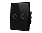 Akubela TYSH-Z2223 – 2 Gang ZigBee Touch Switch-EU, Black Panel, ZigBee 3.0, 10A Relay, EU Standard Design